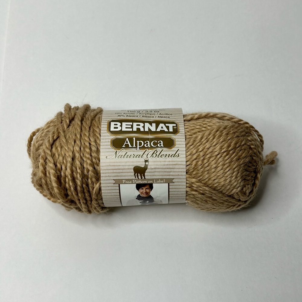 Bernat Alpaca Natural Blends Yarn Color Wheat‎ Bulky 5, 100g, 3.5oz Crochet Knit
